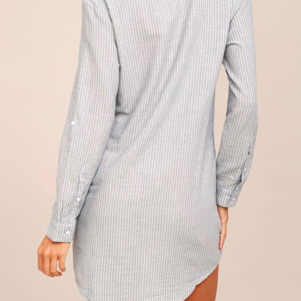 Rhythm Tiki Blue and White Striped Lace-Up Shift Dress - Size Small - Picture 3 of 6
